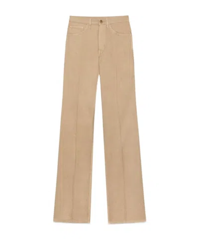 Saint Laurent High Waist Five Pocket Jeans In Nude