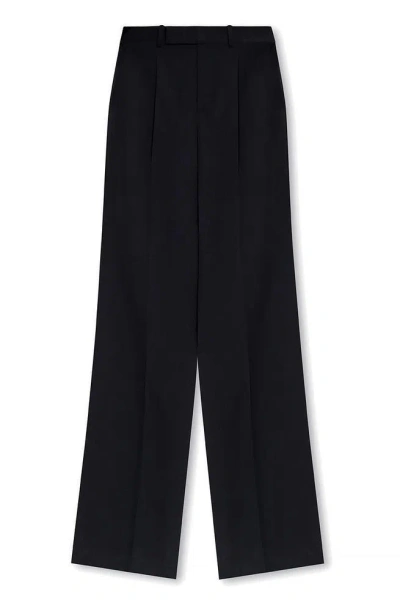 Saint Laurent High Waist Flared Trousers In Black