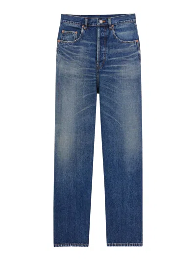 Saint Laurent High Waist Jeans In Vintage Heritage Blue Denim