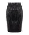 Saint Laurent Black Lamb Leather Midi Skirt In Black
