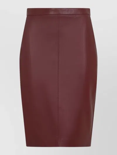 Saint Laurent High Waist Midi Skirt Knee Length Seams In Brown