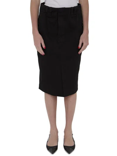 Saint Laurent High Waist Pencil Skirt In Black