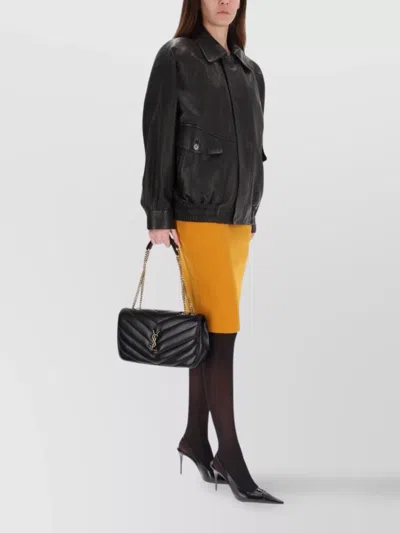 SAINT LAURENT HIGH WAIST PENCIL SKIRT SIDE POCKETS