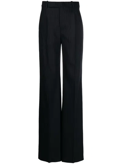 Saint Laurent High-waist Pinstripe Trousers In Blue