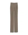 Saint Laurent Wide-leg Tailored Pants In Caviar Wool In Gray