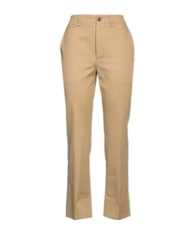 Saint Laurent High Waist Straight Leg Pants In Neutral
