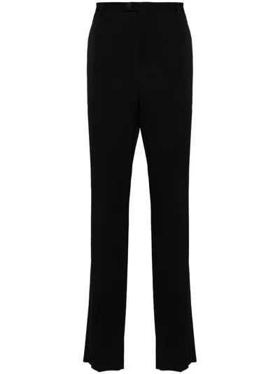 Saint Laurent Grain De Poudre Straight Leg Pants In Black