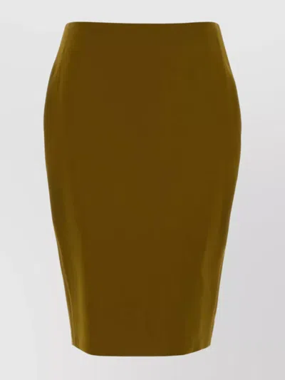 Saint Laurent High Waist Stretch Viscose Blend Skirt In Brown