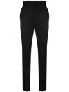 Saint Laurent Cropped Wool-blend Straight-leg Pants In Black