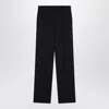 Saint Laurent High-waisted Blue Wool Pants In Black