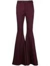 Saint Laurent Stretch Wool Flare Leg Pants In Rot