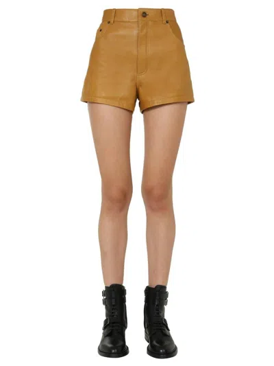 Saint Laurent High-waisted Leather Shorts In Multicolour