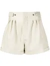 Saint Laurent High-waisted Leather Shorts In Neutrals