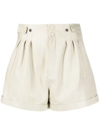 Saint Laurent High-waisted Leather Shorts In Neutrals