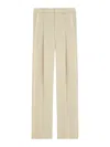 Saint Laurent High Waisted Light Wool Trousers In Nude & Neutrals