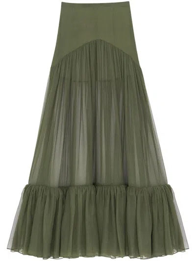 Saint Laurent High-waisted Maxi Skirt In Green