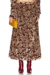 Saint Laurent High Waisted Midi Skirt In Bordeaux Vieux Rose