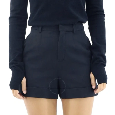 Saint Laurent High-waisted Rolled Hem Shorts In Black