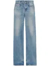 Saint Laurent Low Waist Jeans In Denim Blue Sicily In Blue