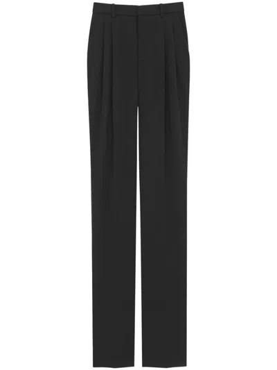 Saint Laurent High-waisted Straight-leg Black Trousers For Women