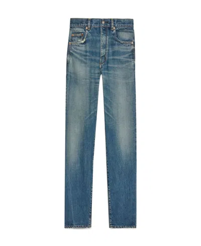 Saint Laurent High-waisted Straight-leg Jeans In Blue