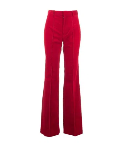 Saint Laurent High-waisted Straight-leg Trousers In Red