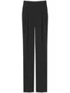 Saint Laurent Pintucked Wool Tailored Trousers In Black
