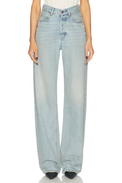 Saint Laurent High Waisted Wide Leg In Michigan Blue