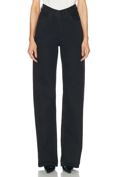 Saint Laurent High Waisted Wide Leg In Midnight Black