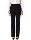 Saint Laurent High Waisted Wool Pants In Black