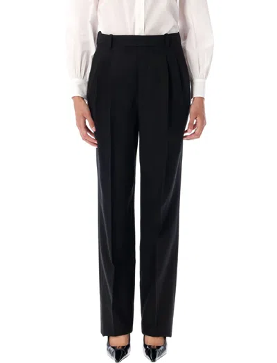 Saint Laurent High Waisted Wool Pants In Black