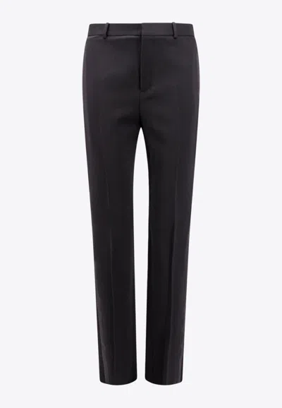 Saint Laurent Men Tuxedo Wool Trouser With Satin Side Band In Black