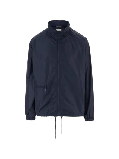 Saint Laurent High-collar Zip Jacket In Blue
