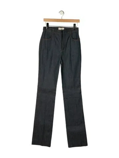 Pre-owned Saint Laurent High-rise Flared Jeans In Gray