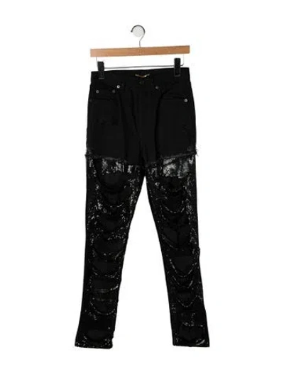 Pre-owned Saint Laurent High-rise Skinny Leg Jeans In Black