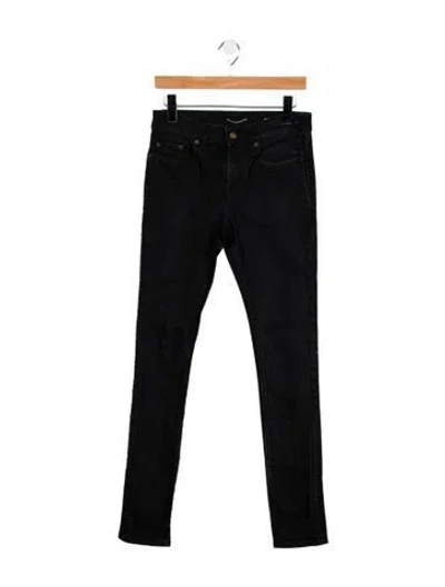 Pre-owned Saint Laurent High-rise Straight Leg Jeans In Black