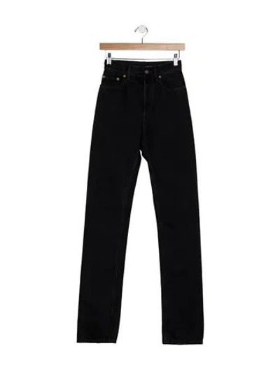 Pre-owned Saint Laurent High-rise Straight Leg Jeans In Black