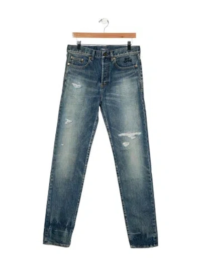 Pre-owned Saint Laurent High-rise Straight Leg Jeans In Blue