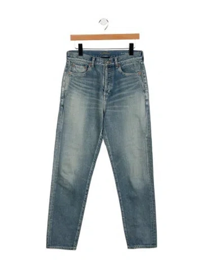 Pre-owned Saint Laurent High-rise Straight Leg Jeans In Blue