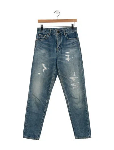 Pre-owned Saint Laurent High-rise Straight Leg Jeans In Blue