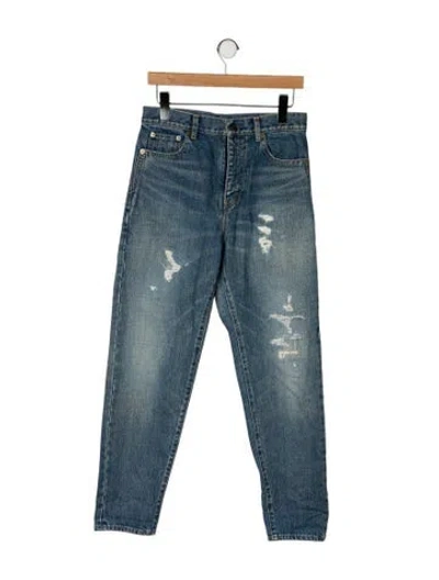 Pre-owned Saint Laurent High-rise Straight Leg Jeans In Blue