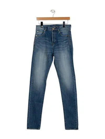 Pre-owned Saint Laurent High-rise Straight Leg Jeans In Blue