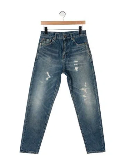 Pre-owned Saint Laurent High-rise Straight Leg Jeans In Blue
