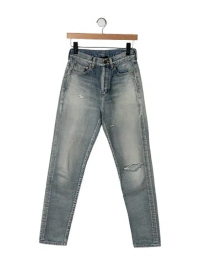 Pre-owned Saint Laurent High-rise Straight Leg Jeans In Blue