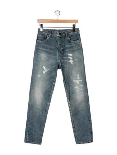 Pre-owned Saint Laurent High-rise Straight Leg Jeans In Blue