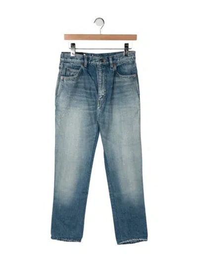 Pre-owned Saint Laurent High-rise Straight Leg Jeans In Blue