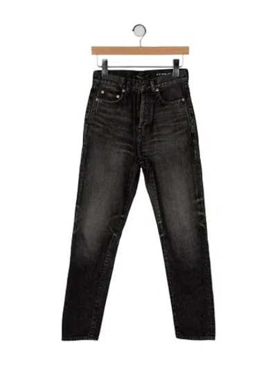 Pre-owned Saint Laurent High-rise Straight Leg Jeans In Gray
