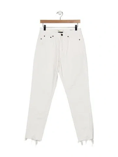 Pre-owned Saint Laurent High-rise Straight Leg Jeans In White