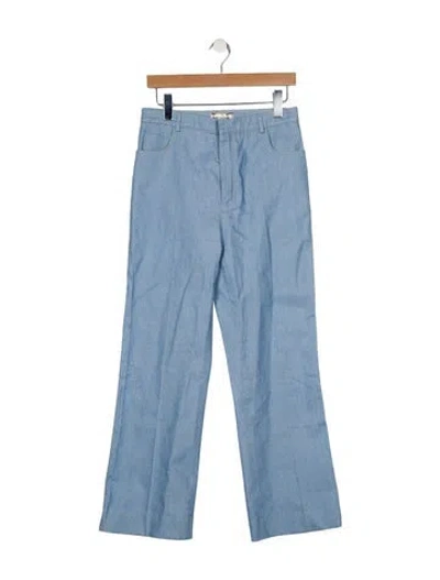Pre-owned Saint Laurent High-rise Wide Leg Jeans In Blue