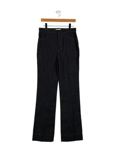 Pre-owned Saint Laurent High-rise Wide Leg Jeans In Blue